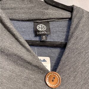 Bobeau Gray Sweater with Button Accent